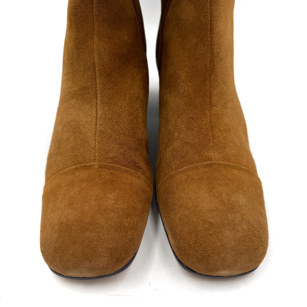 Staud Aimee Short Boot Tan Suede Square Cap Toe Block Heel Women Sz 39.5 / 9.5 - Picture 6 of 11